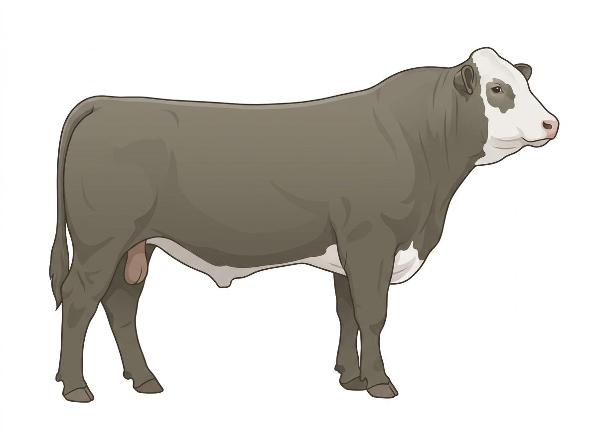 Smoky with a partial white face Simmental Cross Bull