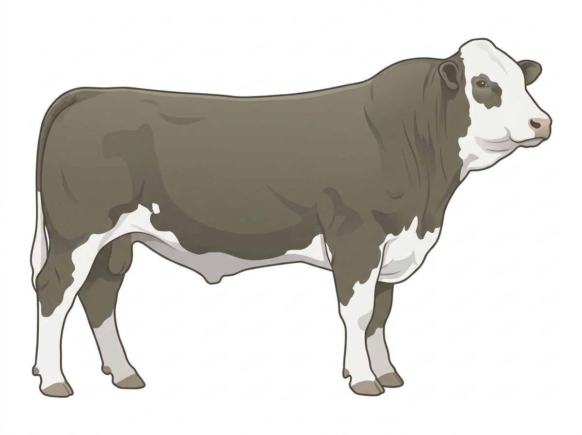 Smoky with a white face Simmental Cross Bull