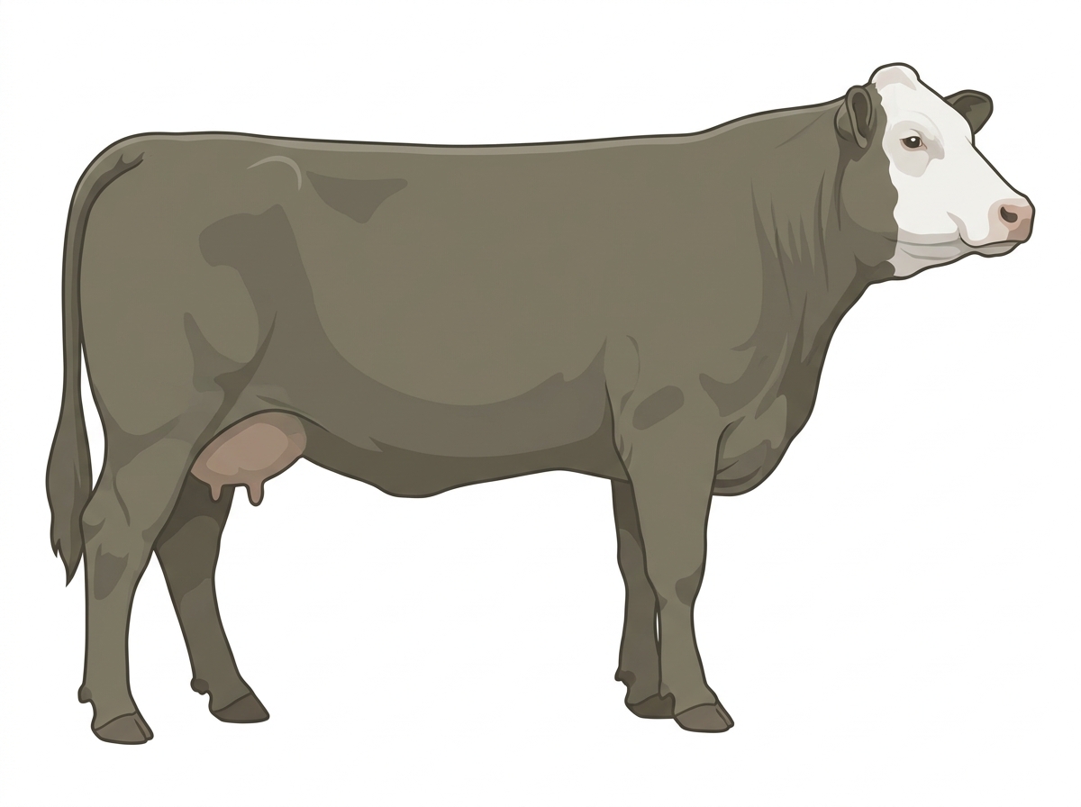 Smoky with a white face Simmental Cross Cow