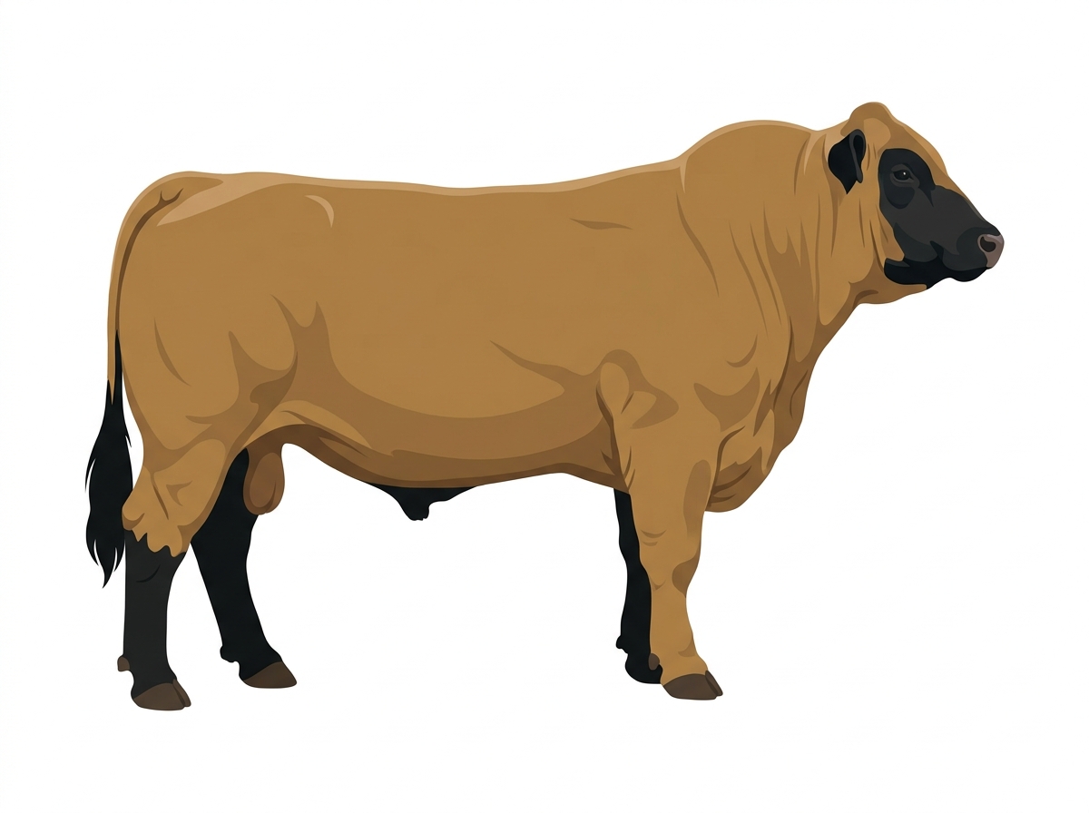 Tan with black points Simmental Cross Bull