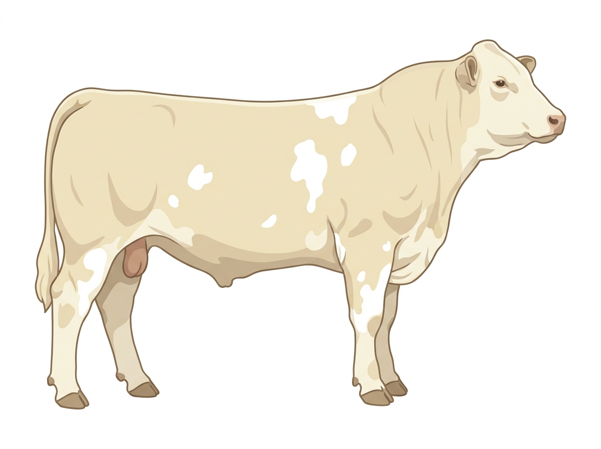 White with a few white spots Simmental Cross Bull