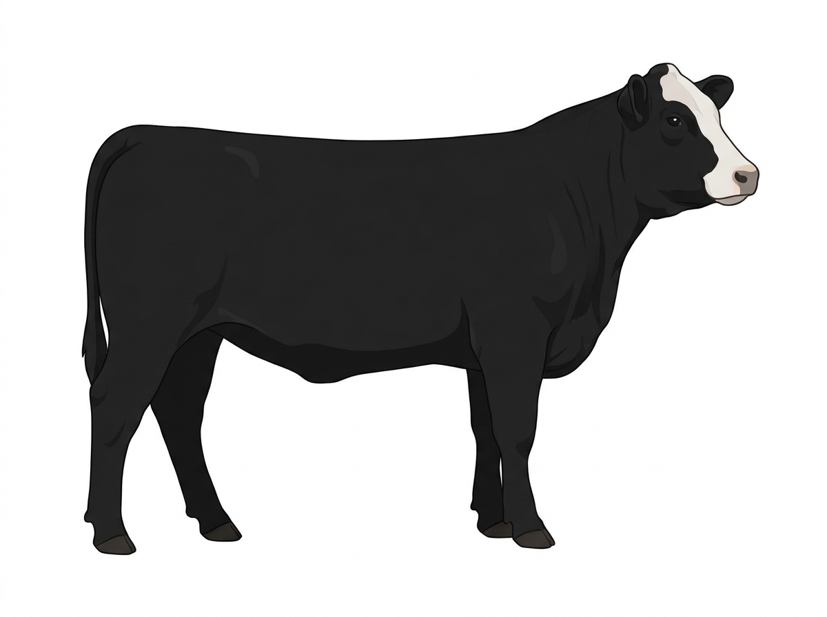 Black with a white face Simmental x Angus Cross Heifer