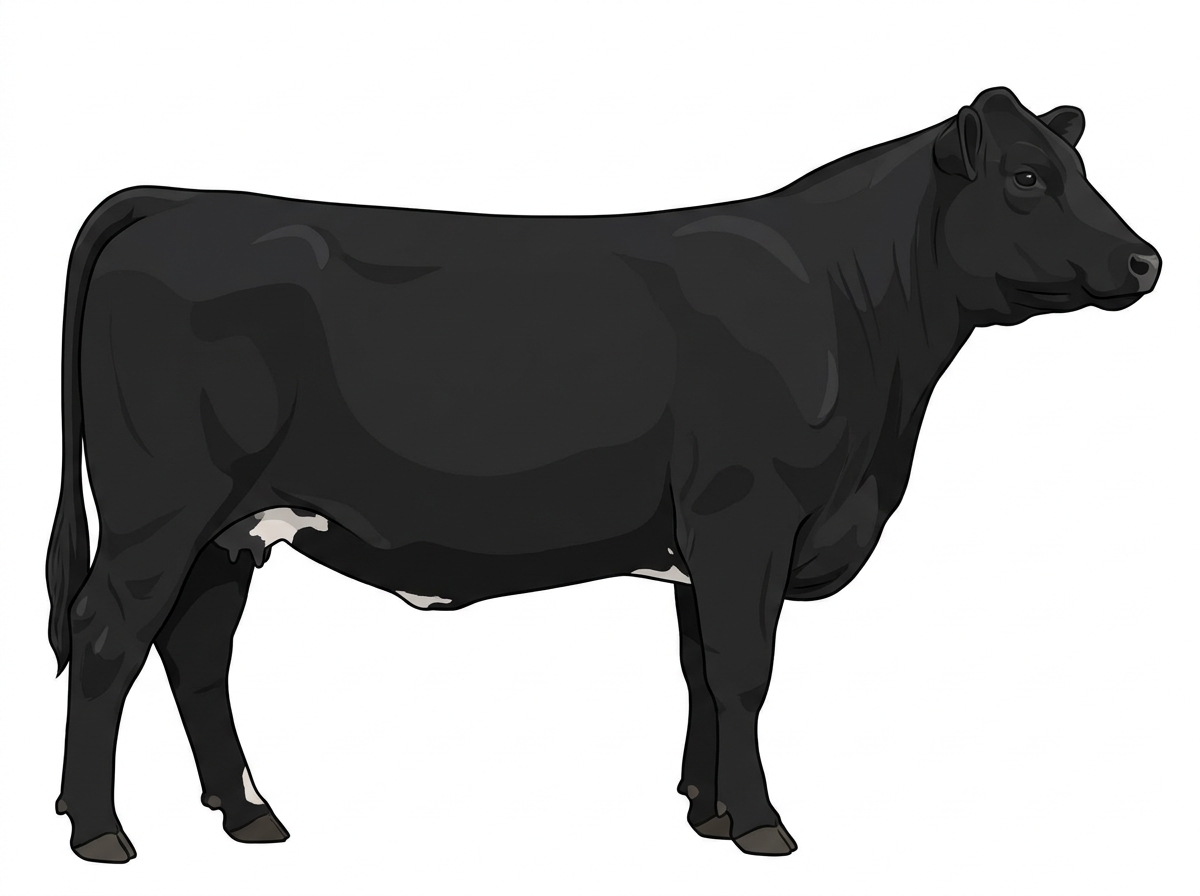 Black with minimal spotting Simmental x Angus Cross Heifer