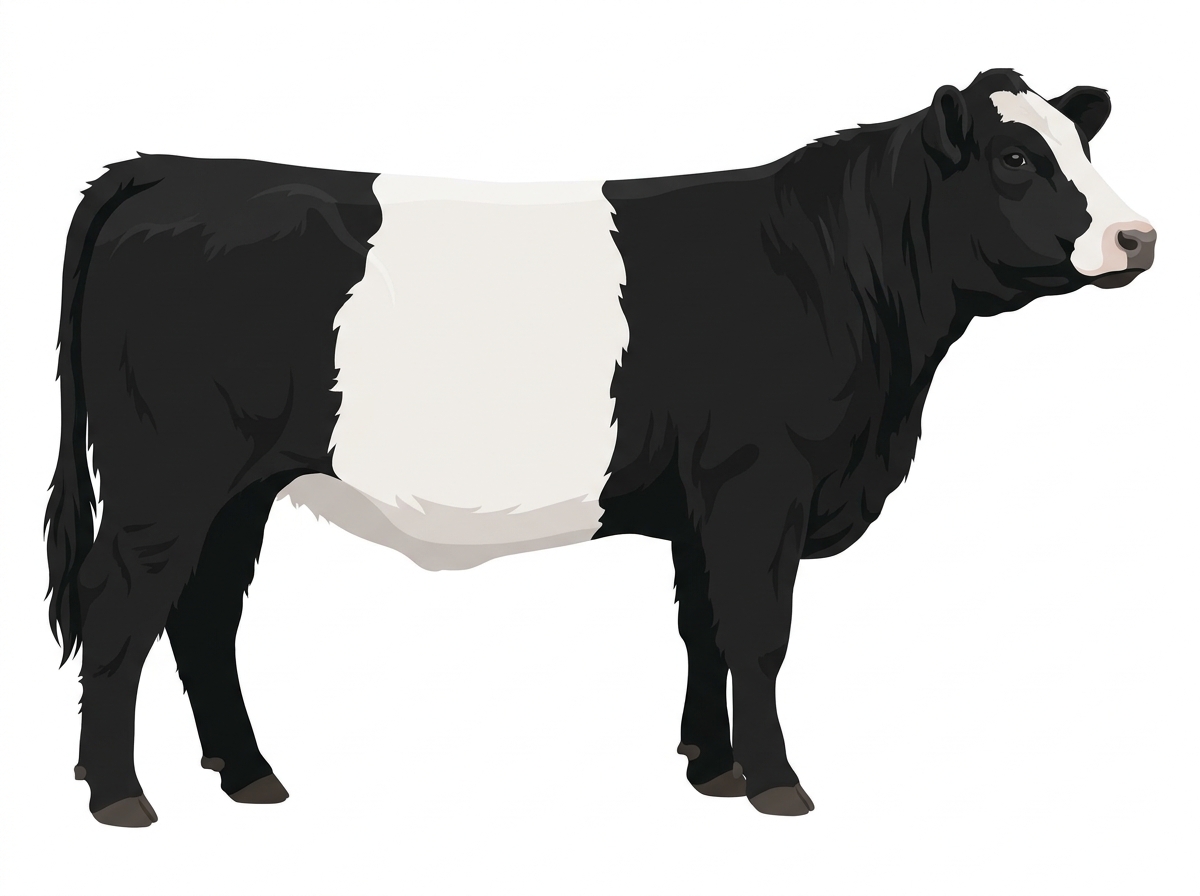 Black with partial white face Simmental x Belted Galloway Cross Heifer