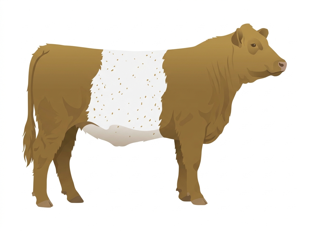Gold with white belt with ticking Simmental x Belted Galloway Cross Heifer