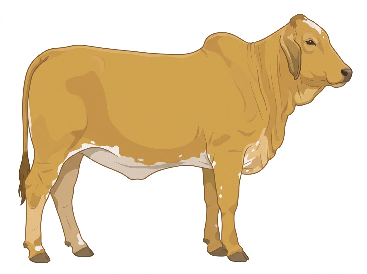 Gold brindle with minimal spotting Simmental x Brahman Cross Heifer
