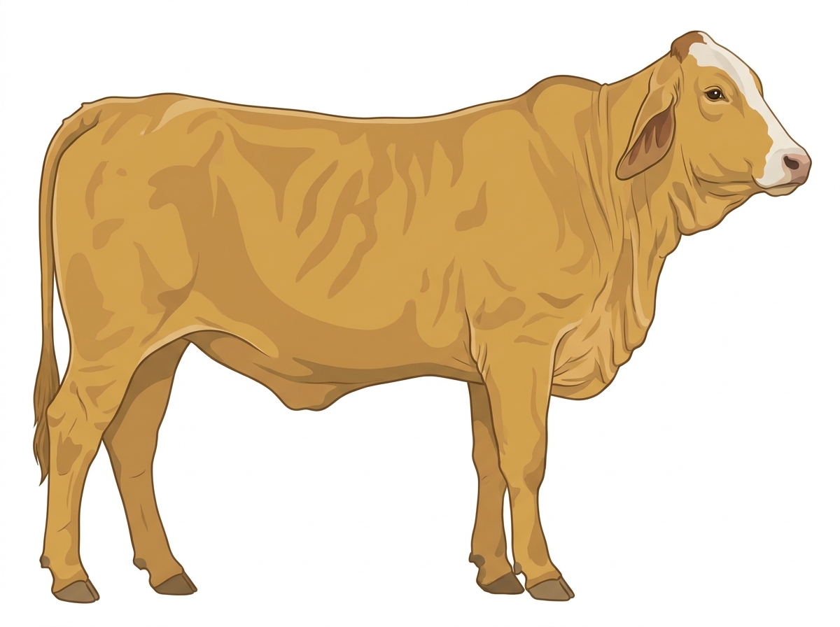 Gold faint brindle with partial white face Simmental x Brahman Cross Heifer