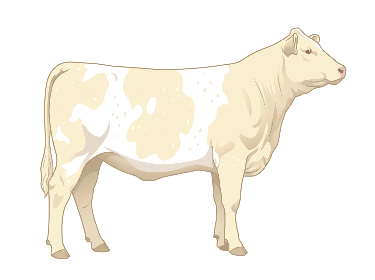 Cream with minimal spotting with ticking Simmental x Charolais Cross Heifer