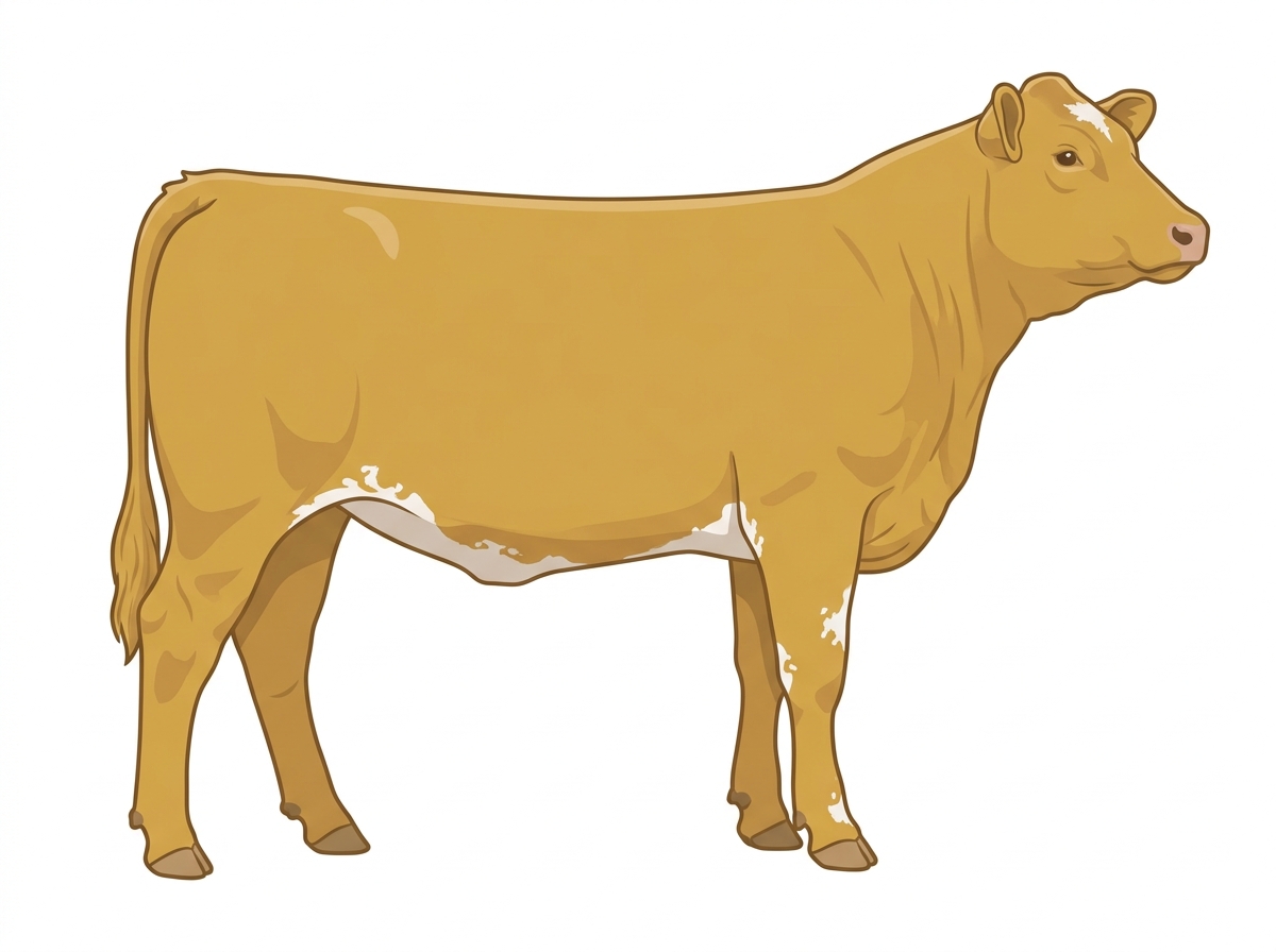 Gold with minimal white markings with ticking Simmental x Chianina Cross Heifer