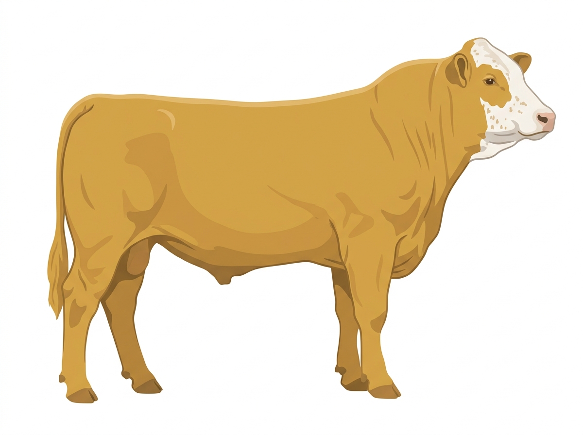 Gold with partial white face with ticking Simmental x Chianina Cross Bull
