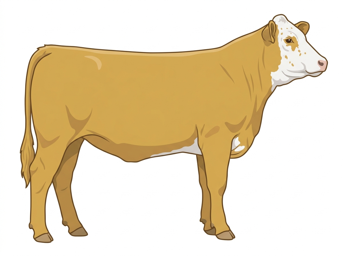 Gold with partial white face with ticking Simmental x Chianina Cross Heifer