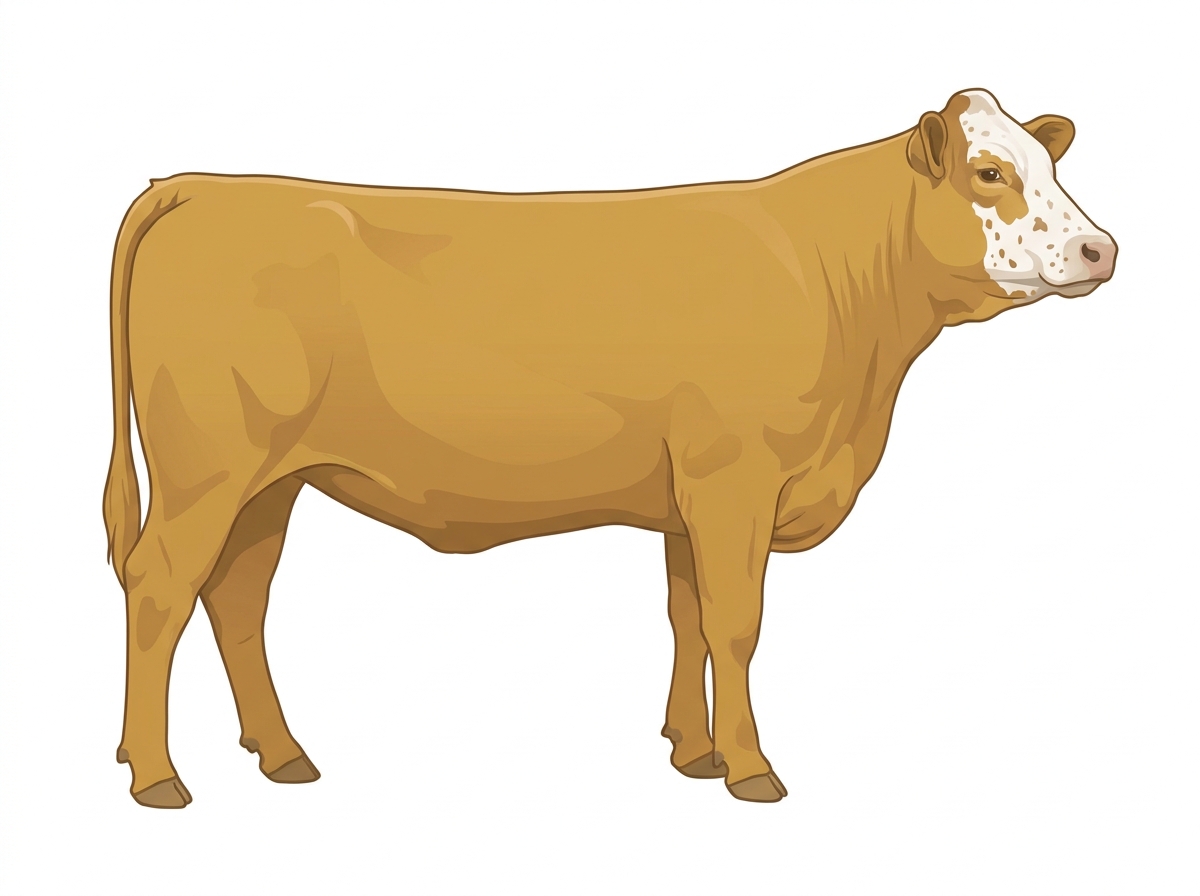Gold with partial white face with ticking Simmental x Gelbvieh Cross Heifer