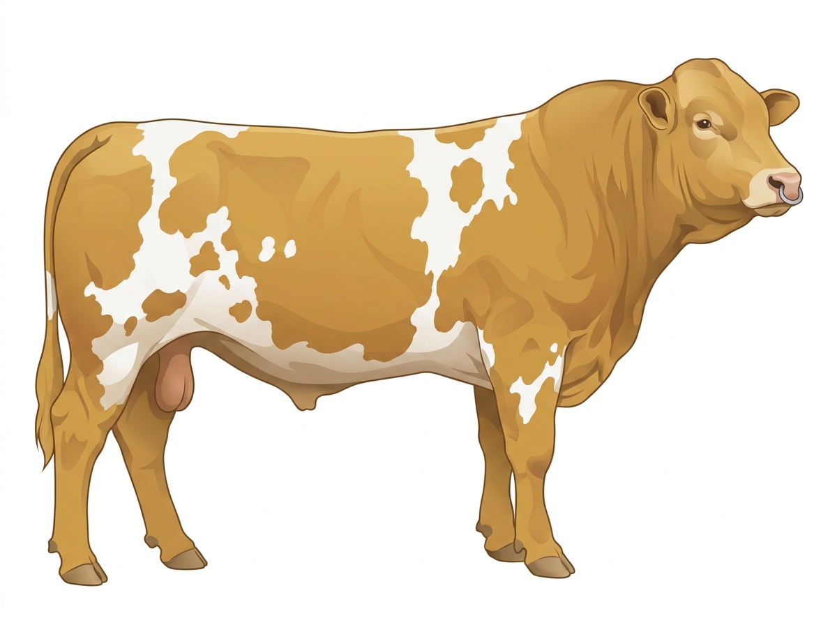 Gold with white spots Simmental x Limousin Cross Bull