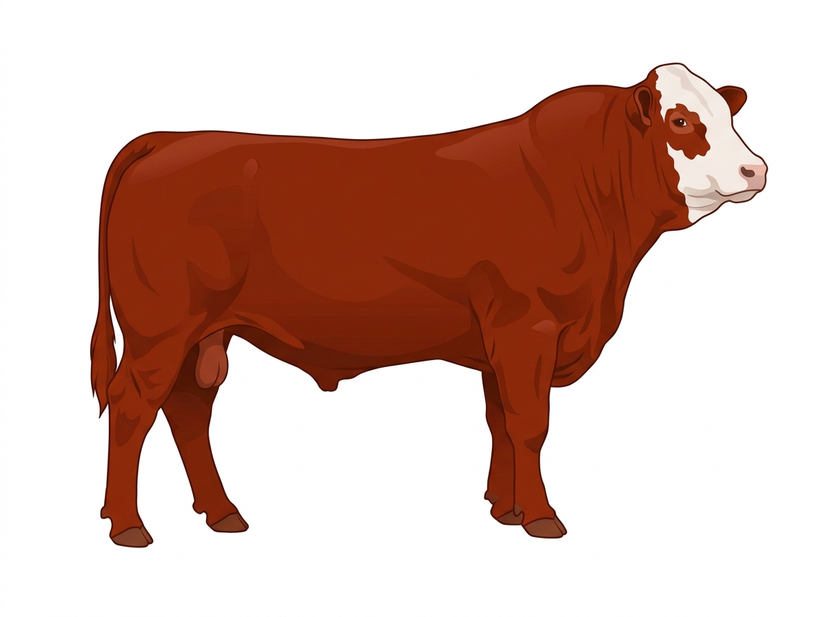 Red with partial white face Simmental x Limousin Cross Bull