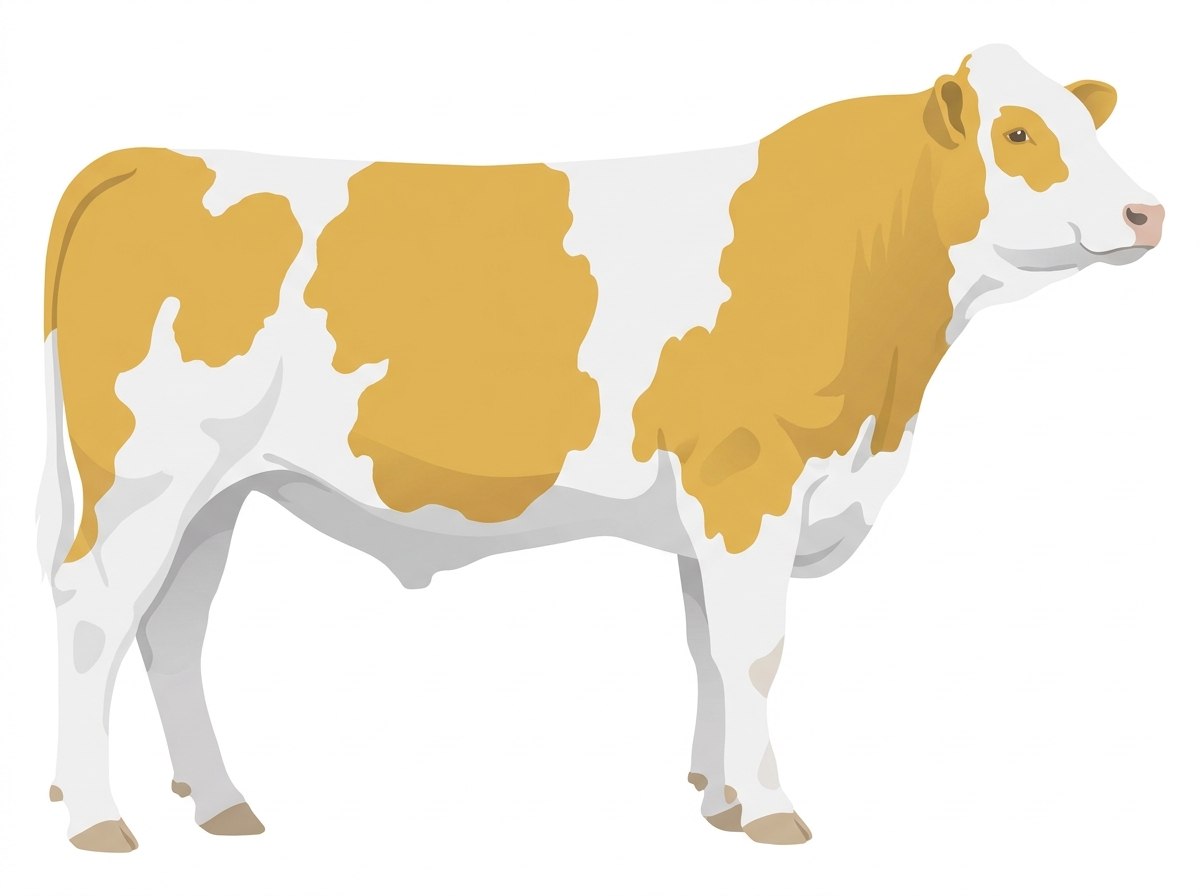 Gold heavily spotted Simmental x Maine-Anjou Cross Steer