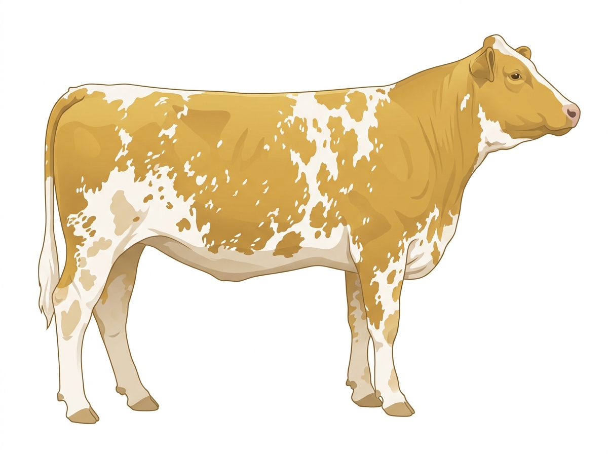 Gold heavily spotted with ticking Simmental x Maine-Anjou Cross Heifer