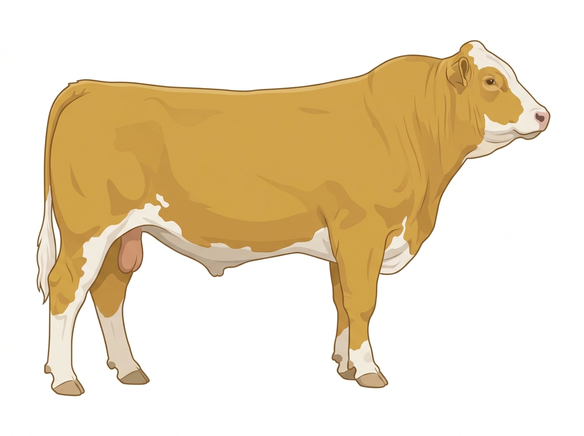 Gold with minimal white markings Simmental x Maine-Anjou Cross Bull