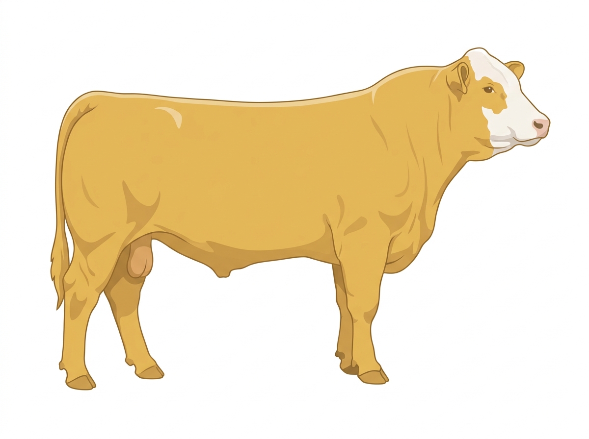 Gold with partial white face Simmental x Maine-Anjou Cross Bull