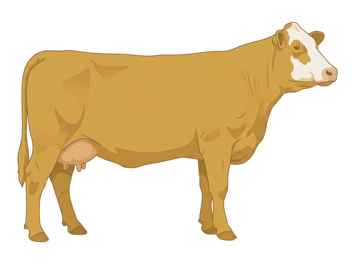 Gold with partial white face Simmental x Maine-Anjou Cross Cow