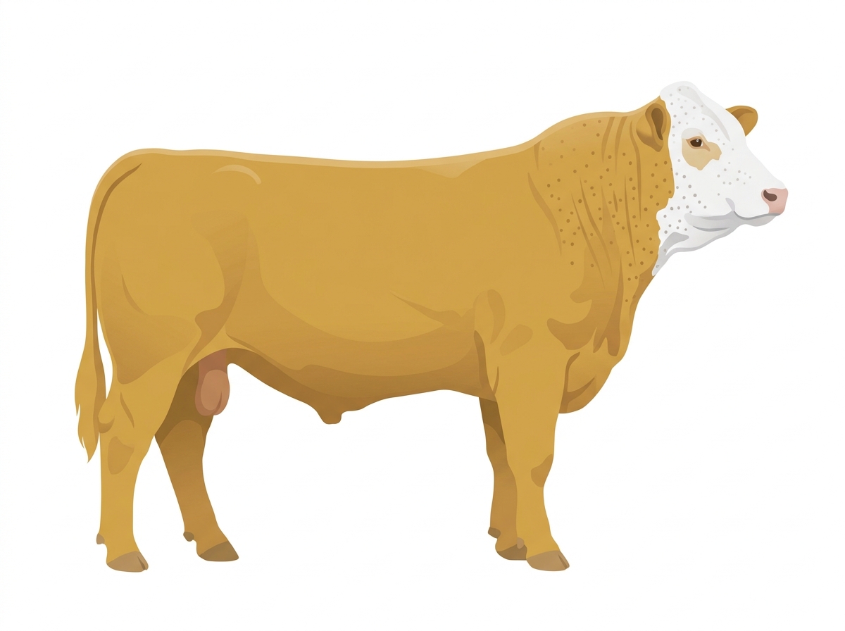 Gold with white face with ticking Simmental x Maine-Anjou Cross Bull
