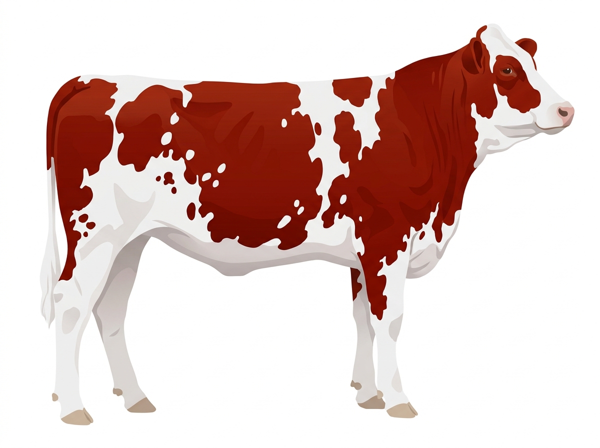 Red heavily spotted Simmental x Maine-Anjou Cross Heifer