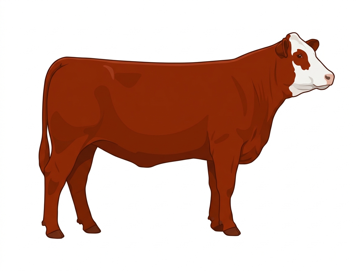 Red with partial white face Simmental x Maine-Anjou Cross Heifer