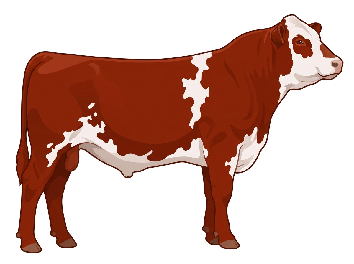Red with white spots Simmental x Maine-Anjou Cross Bull