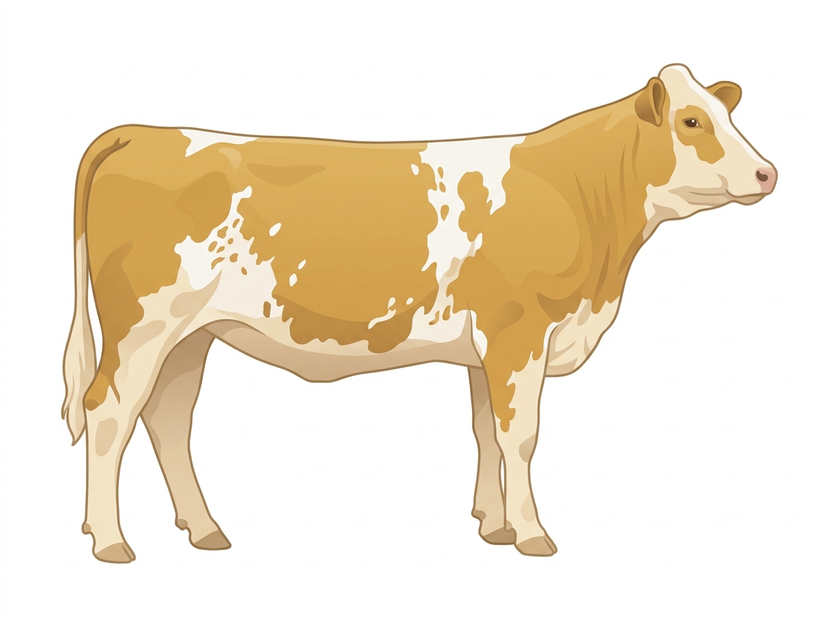 Gold roan with minimal spotting Simmental x Shorthorn Cross Heifer