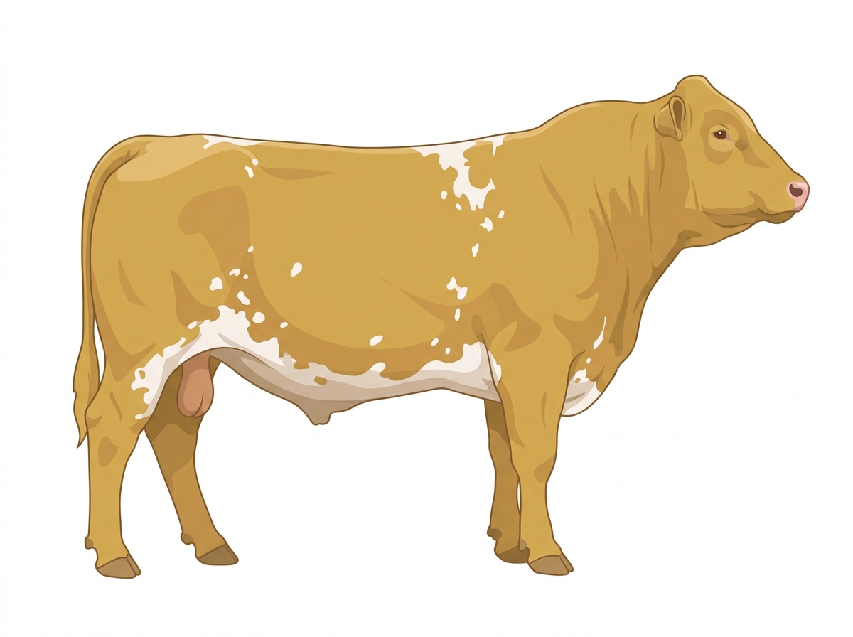 Gold roan with white spots Simmental x Shorthorn Cross Bull
