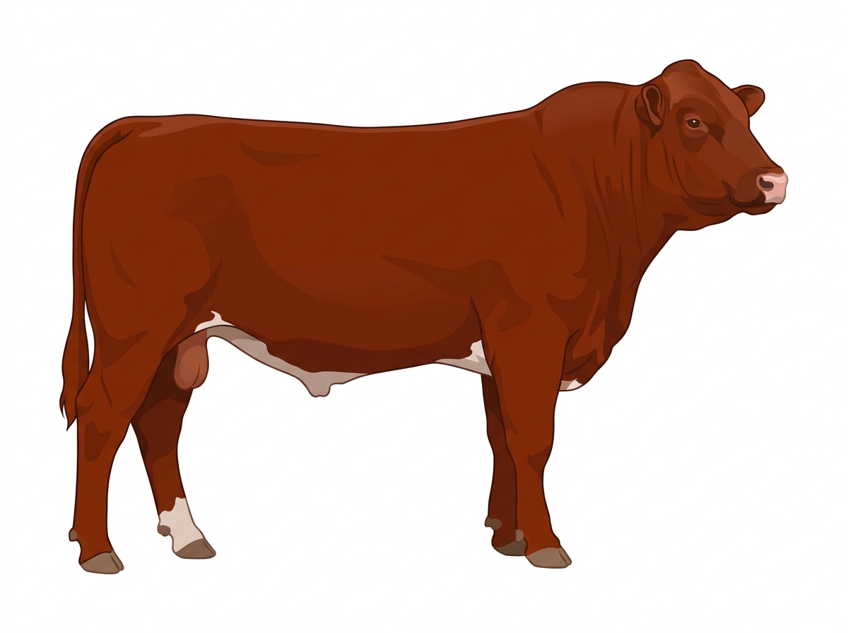 Red with minimal spotting Simmental x Shorthorn Cross Bull