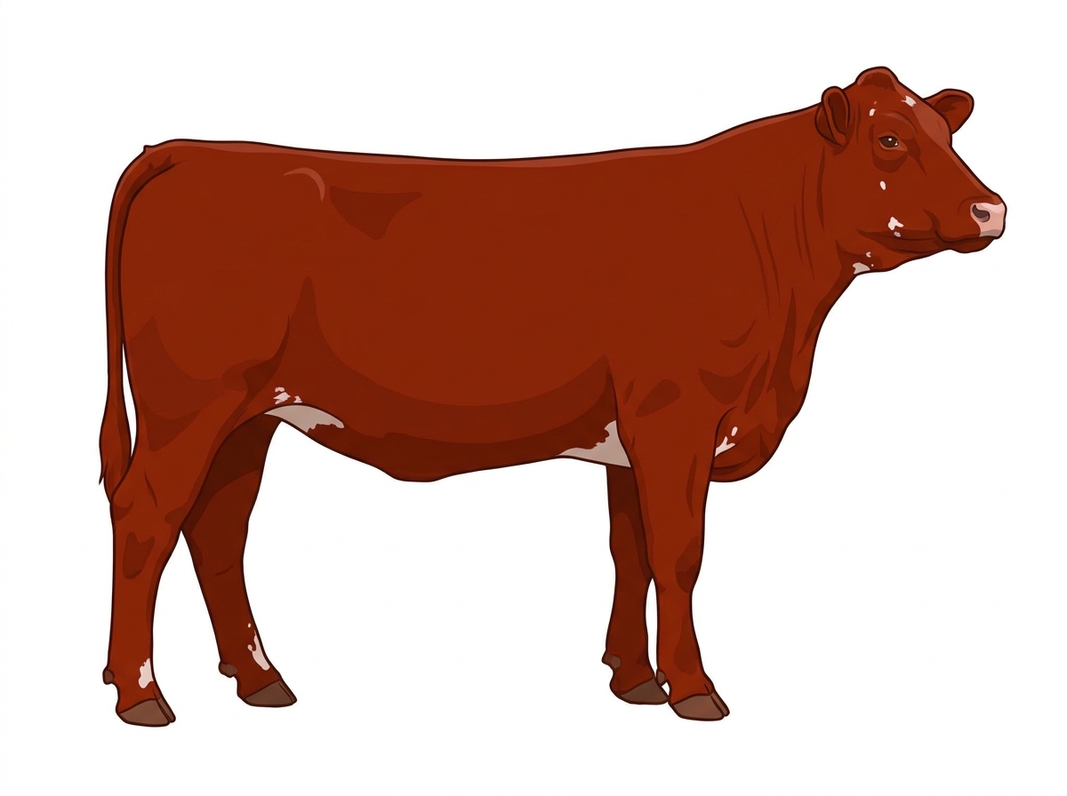 Red with minimal spotting Simmental x Shorthorn Cross Cow