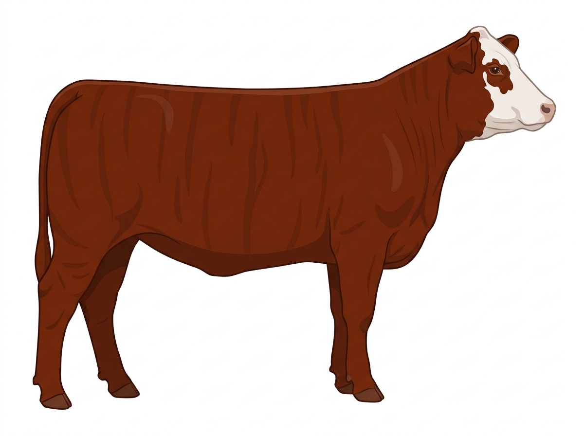 Red with a partial white face Tigerstripe Heifer