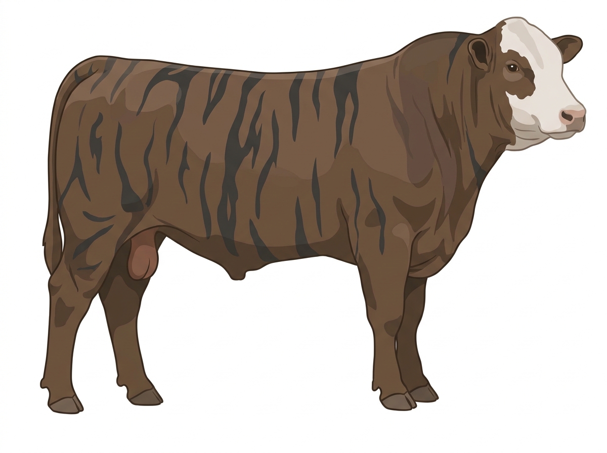 Smoky brindle with black stripes and a partial white face Tigerstripe Bull