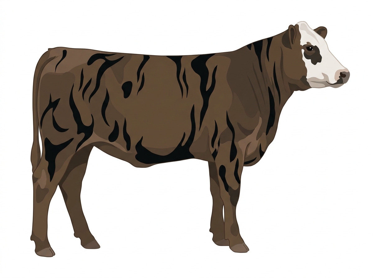 Smoky brindle with black stripes and a white face Tigerstripe Heifer