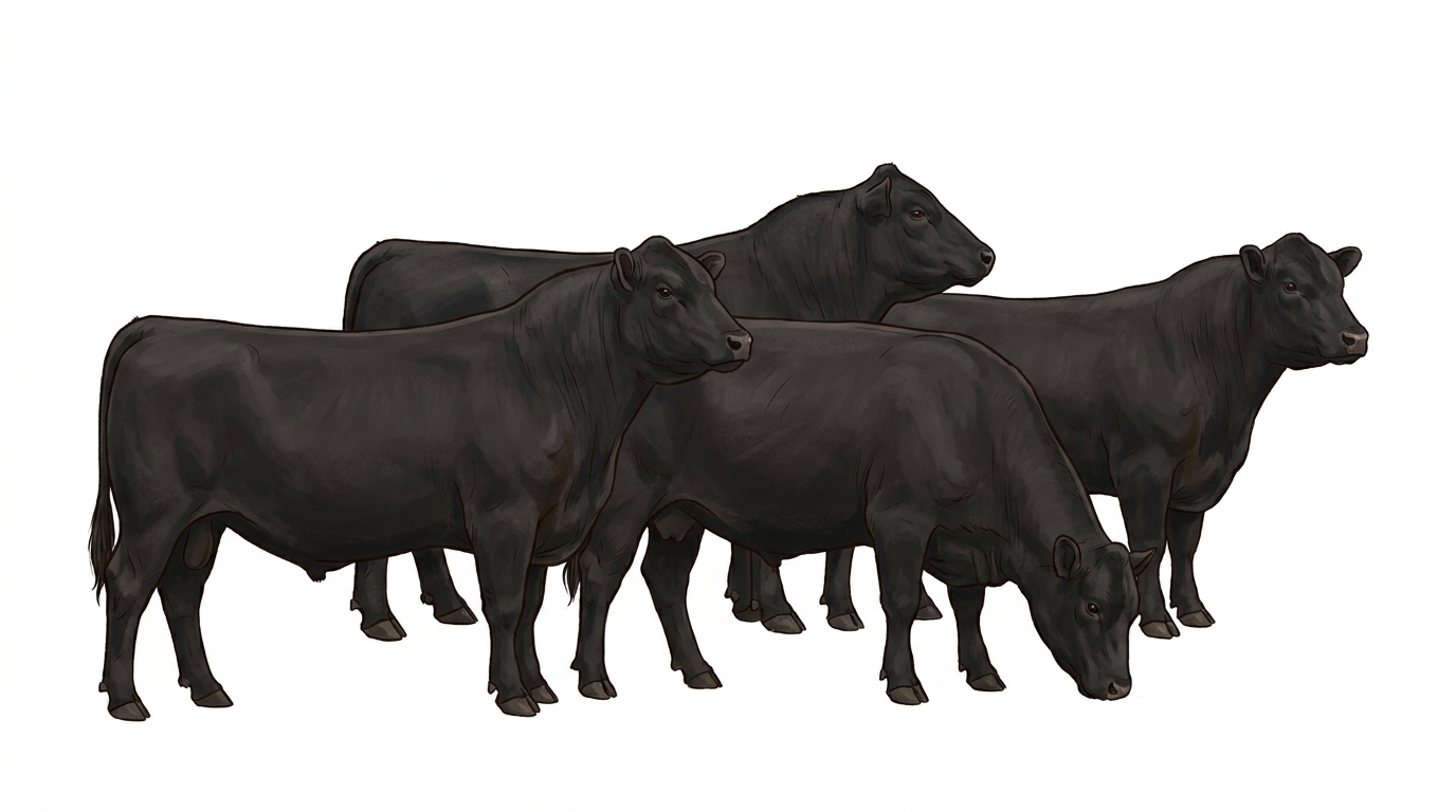 Five Angus Bulls