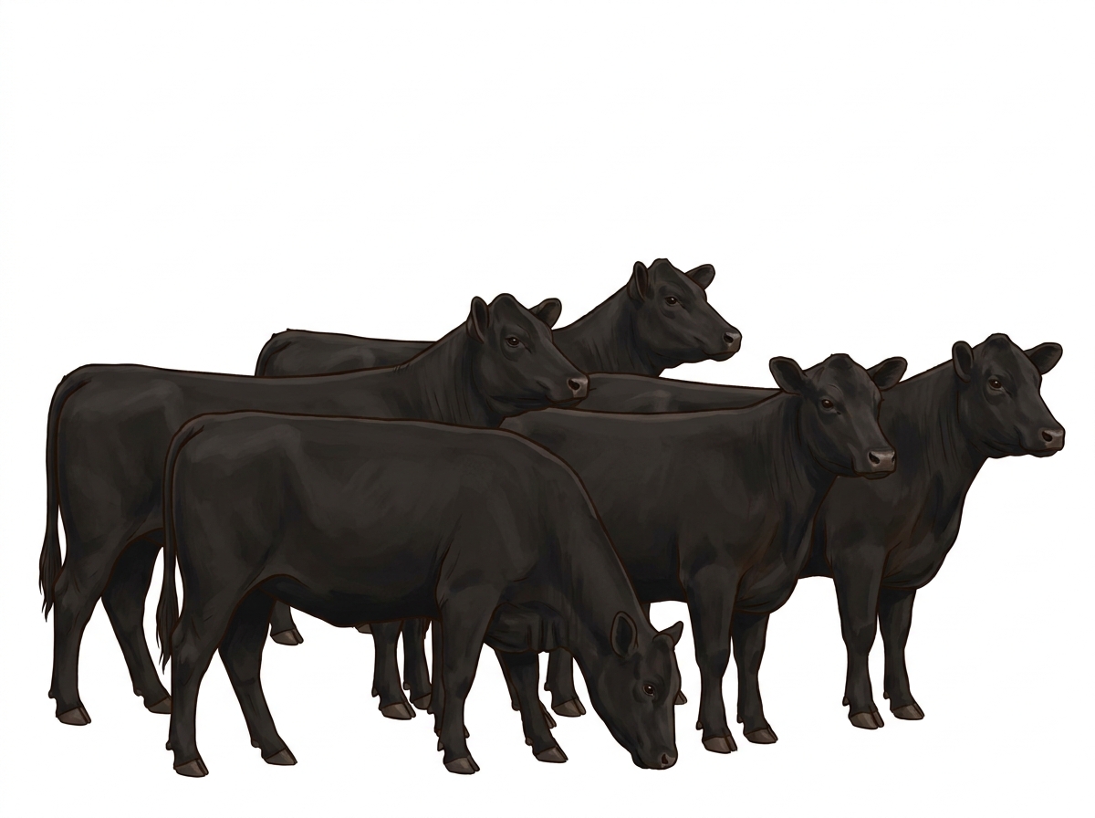Five Angus Heifers