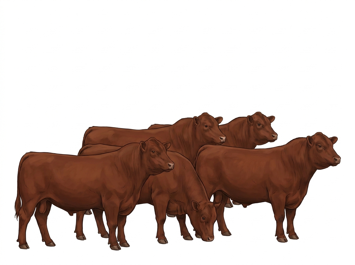Five Red Angus Bulls