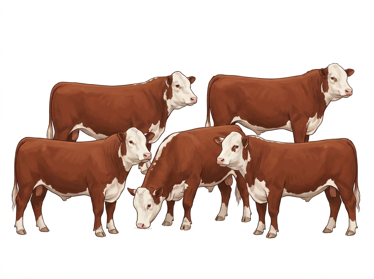 Five Hereford Bulls