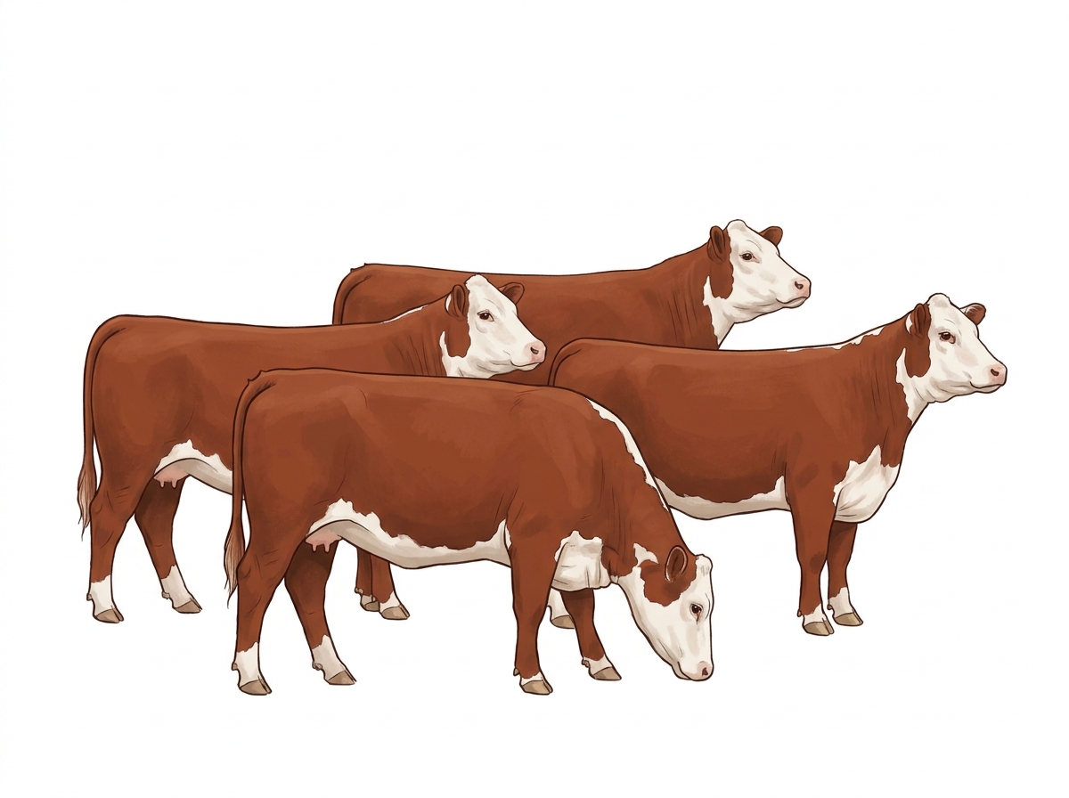 Five Hereford Heifers