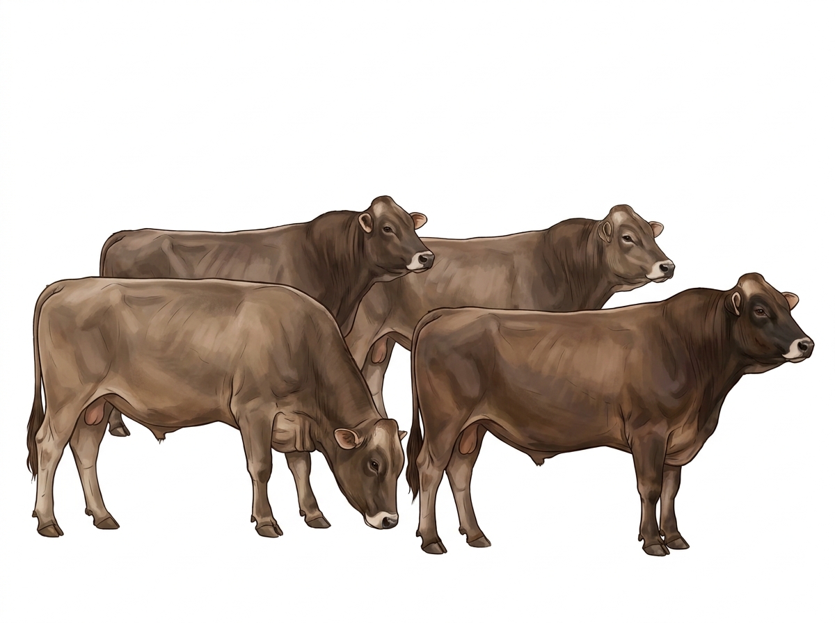 Five Braunvieh Bulls
